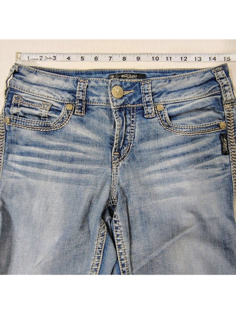 Silver Jeans Suki Womens W28 L31 Western Slim Boot Pants Light Wash Denim Blue - Picture 11 of 16